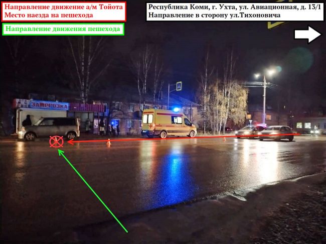 В Ухте на ул. Авиационная водитель Toyota сбил мужчину